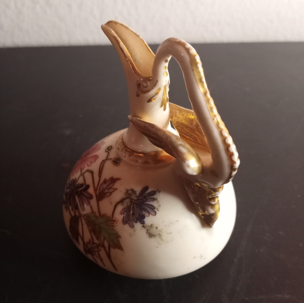 GORGEOUS Antique Reichenbach Made in Germany Fine Porcelain 3" Miniature Ewer.